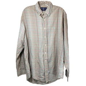 Ralph Lauren plaid style long sleeve shirt button up blue brown large L
